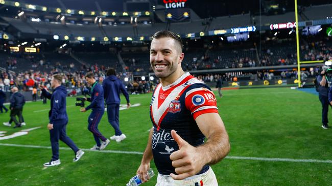 James Tedesco had plenty of reasons to smile. Picture: Todd Martyn-Jones