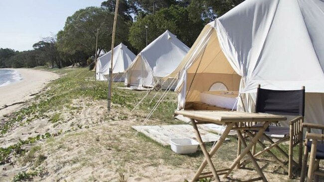 Campsites at Adam’s Beach and at Bradbury’s Beach at Dunwich will not open to the public over Easter but eco tents like these will still be on offer at other campgrounds.