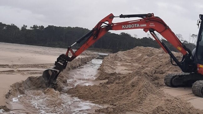 Byron Shire Council has worked to mechanically open the Belongil Creek mouth in response to high creek levels and wet weather.