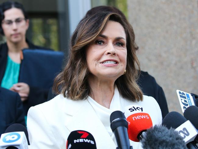 SYDNEY, AUSTRALIA: Newswire Photos : APRIL 15 2024: Lisa Wilkinson leaves the Federal Court in Sydney and addresses the media after Justice Michael Lee hands down his judgment following a bruising defamation trial between Bruce Lehrmann and Network 10 over Brittany Higginsâ rape allegation. Trial. Picture: NCA Newswire / Gaye Gerard
