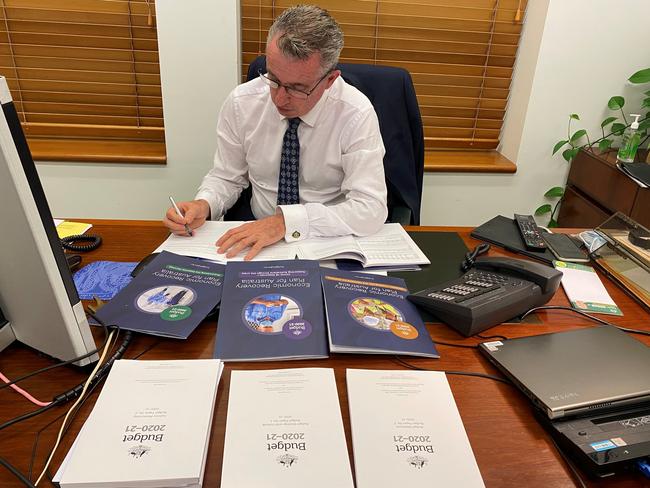 Page MP Kevin Hogan crunching the numbers ahead of the release of the Federal Government's 2020-21 Budget.