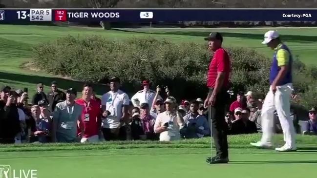 Fan yells out at Tiger Woods, mid-putt