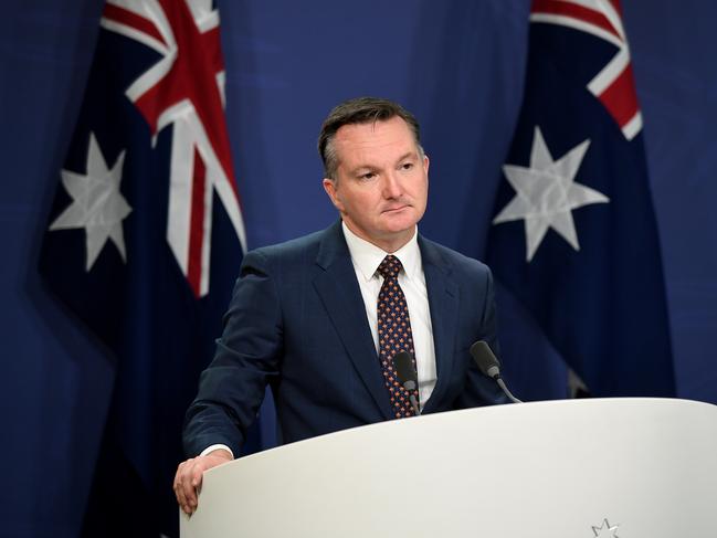 Shadow Treasurer Chris Bowen speaks to the media in Sydney on Wednesday. Picture: AAP