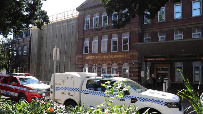 Police outside Royal Prince Alfred Hospital where Ney was taken after his arrest. Picture: John Grainger