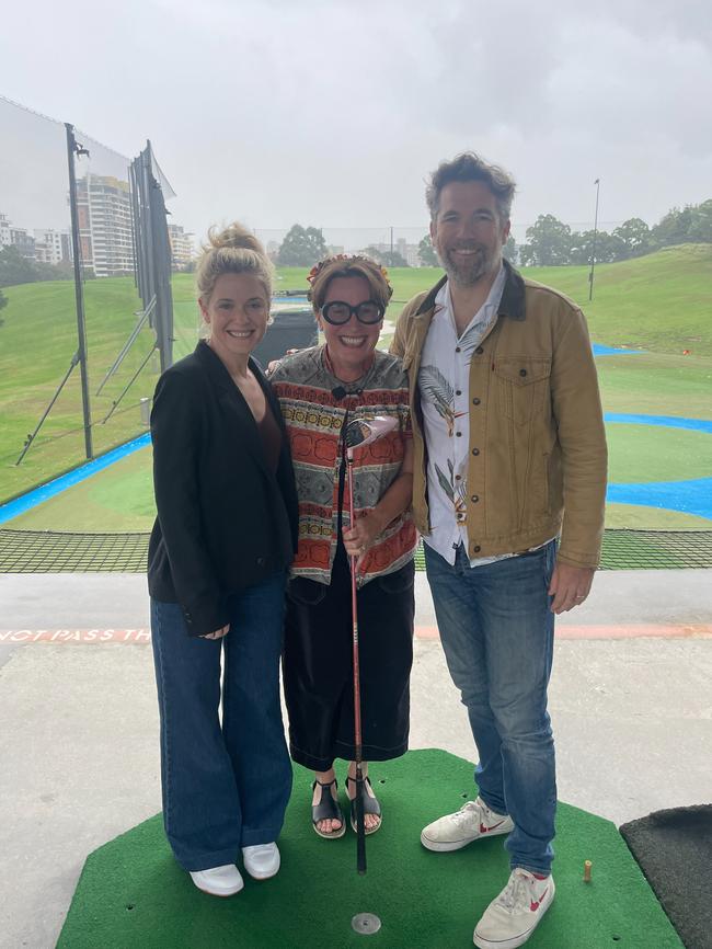 At the driving range with Nikki Gemmell. Photo: Supplied