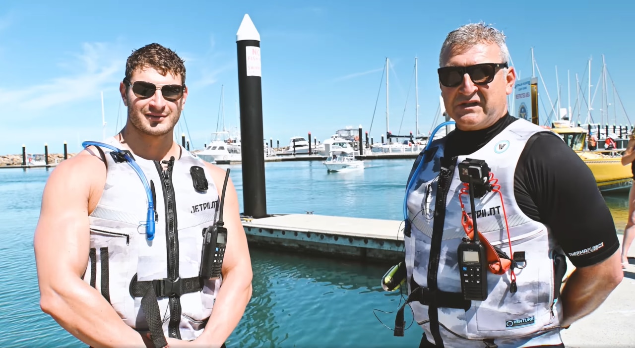 Father and son duo, Jesse and Nick of Wildwater Jetski Tours at North Haven.