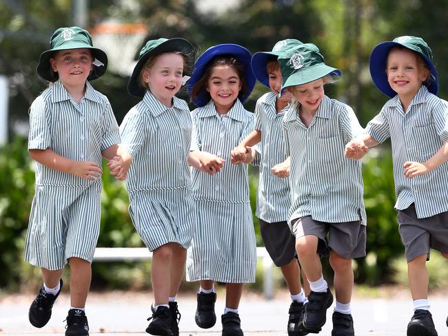 Our Lady Help of Christians School has three sets of twins - Sophia and Mia Edmunds 4, Arianna and Adrian Beston 5 and Alastair and Oscar Ormiston Bell 5 that will start in Prep on Wednesday. Pics Adam Head