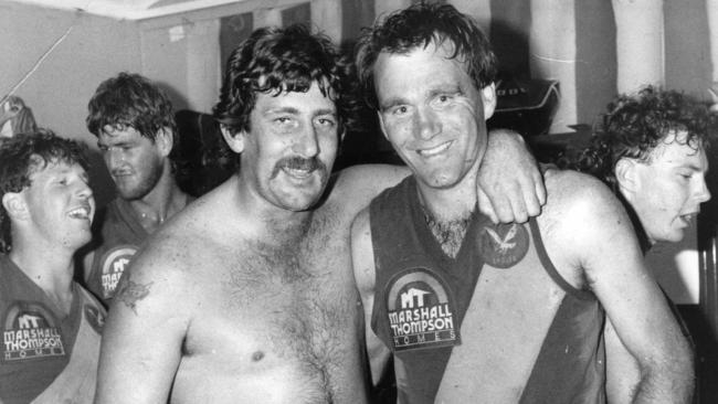 Grenville Dietrich with Paul Weston at West Torrens in 1987.