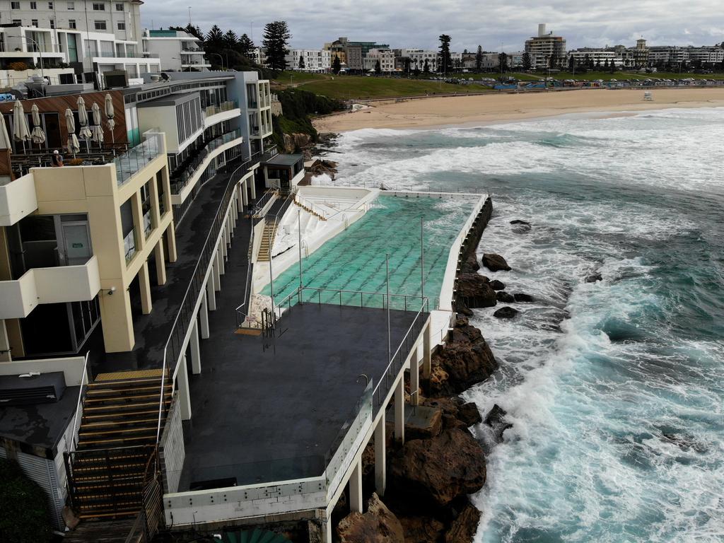 A deserted Bondi Icebergs after being forced to close down. Picture: Toby Zerna