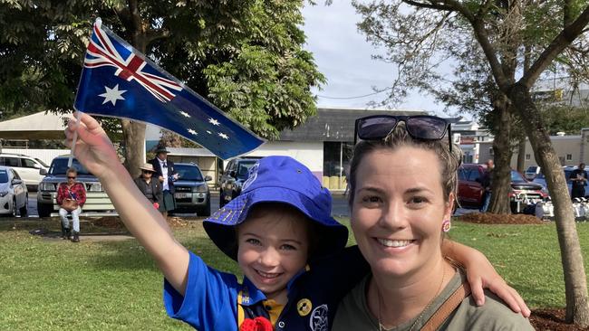 Gympie Anzac Day service 2022 - Kelly and Emory Backhouse.