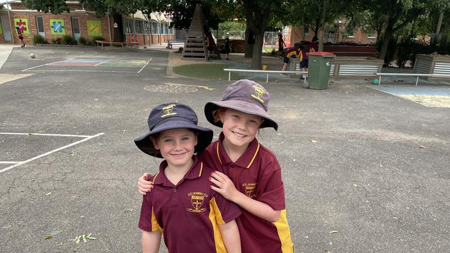 Students Izzy Ryan and Ellie Riordan having fun at St Joseph‘s Catholic Primary School Rochester. Picture: Julieanne Strachan