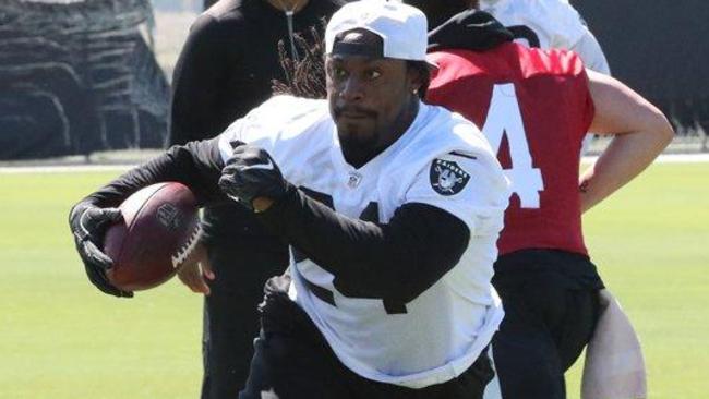 Marshawn Lynch trains with his new team. Photo: Oakland Raiders