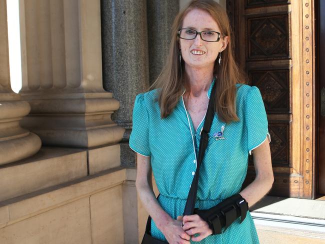 Nia Sims after the Voluntary Assisted Dying Bill 2017 passed in the Victorian Legislative Council in Melbourne. Picture: AAP Image/David Crosling