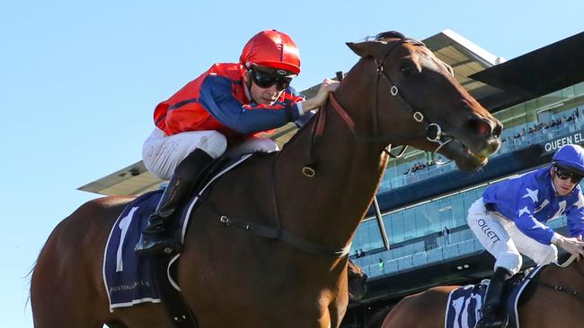 SYDNEY, AUSTRALIA - JULY 08: Dylan Gibbons riding Battleton wins Race 5 Gipps Street Social during 