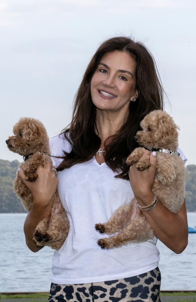 Krissy Marsh with her dogs Bondi and Bronte. Picture: Liam Mendes