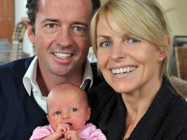 Hamish McLachlan and wife Sophie with their new baby Milla.