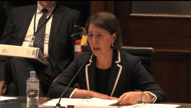 Premier Gladys Berejiklian is being questioned on budget estimates hearings covering ICAC, Daryl Maguire, John Sidoti