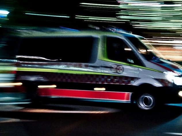 Ambulance night lights, QAS ambos paramedics stock image