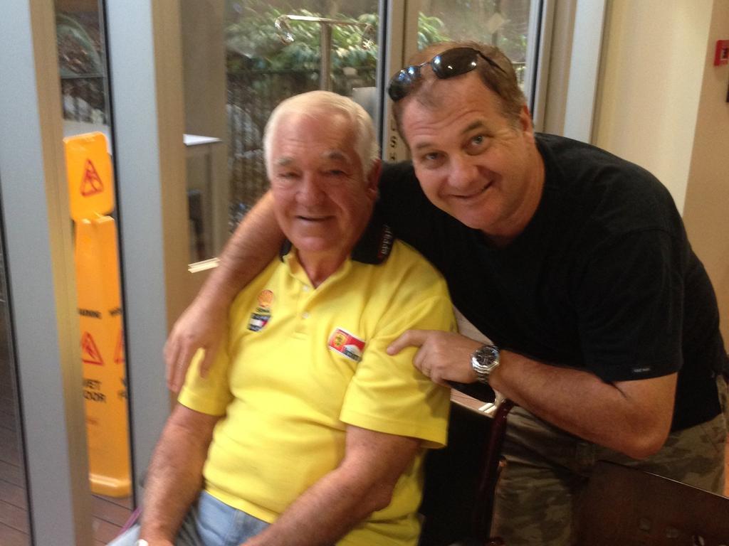 Doug Webber visits his dad Jim in the Holy Spirit Northside Private Hospital in Brisbane.