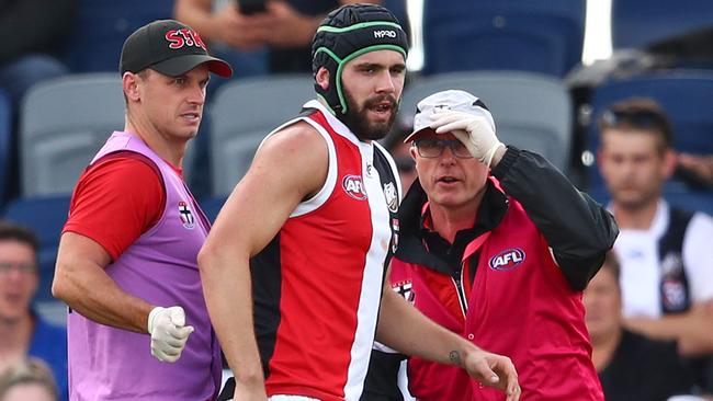 Paddy McCartin is helped from the field. Picture: Getty Images 