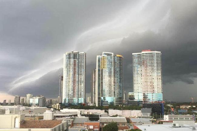 A severe thunderstorm lashed the Gold Coast and northern New South Wales this afternoon and into the evening. While the rain and hail sent most people diving and running for cover, some budding photographers snapped away at the dark cloud formations. This photo was taken by Justin Allen