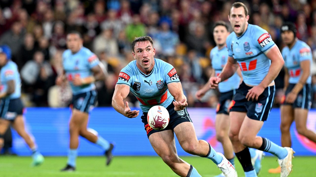 Reece Robson proved that he can handle the presure of Origin football, and barring injury or suspension, will get anotehr call up for the Game III dead rubber. Picture: Getty Images.