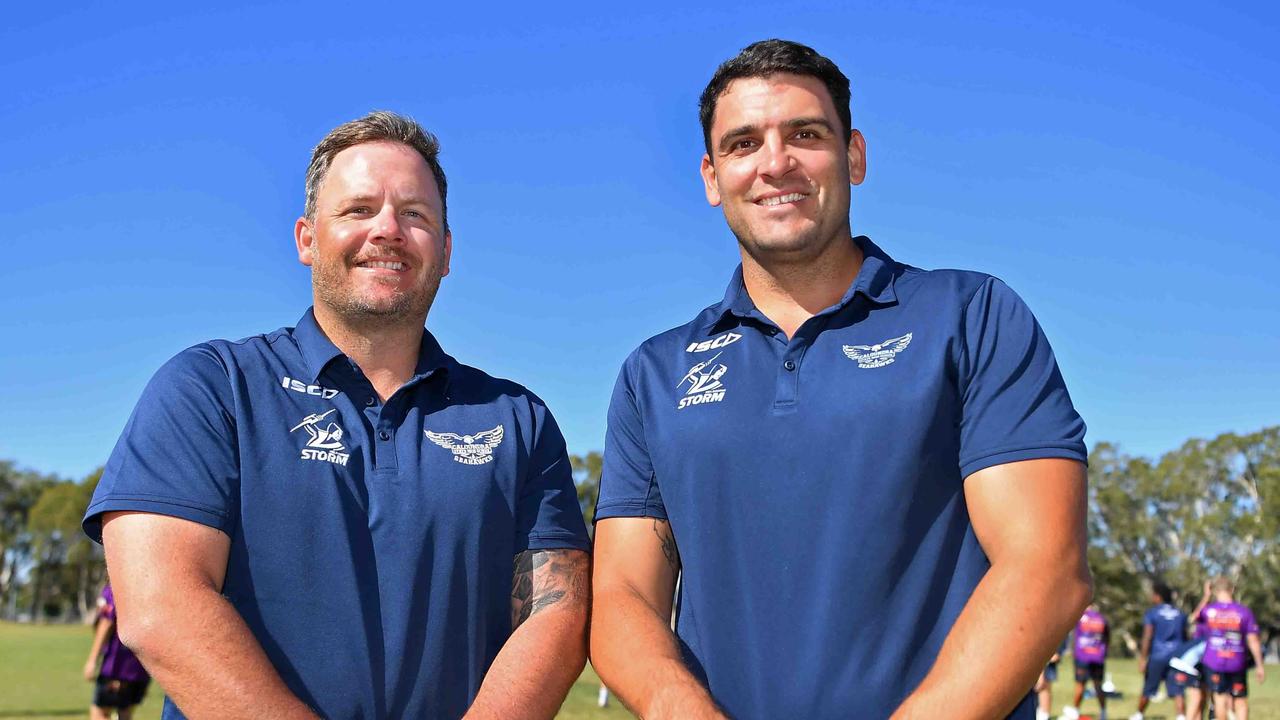Caloundra State High School rugby league coaches, Craig Monaghan and Toby Poole. Picture: Patrick Woods.