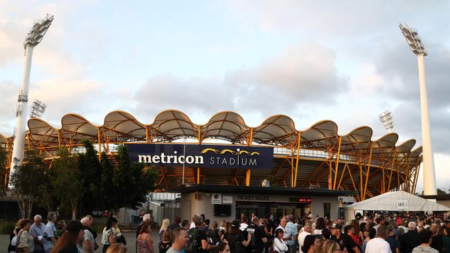 Two footy fans were thrown out of Metricon Stadium for refusing to comply with police orders. Picture: Jason O'Brien