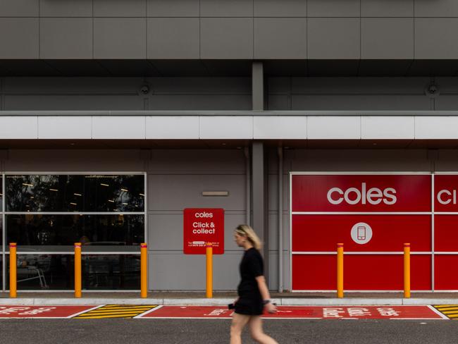 MELBOURNE, AUSTRALIA - MARCH 19: A customer walks past a coles supermarket on March 19, 2024 in Melbourne, Australia. Australia's two major supermarket chains, Coles and Woolworths, have come under scrutiny for their role in the cost of living crisis in the country, with both companies significantly increasing their profits during the pandemic while consumers faced rising living costs, local media reports said. Former cabinet minister Craig Emerson is leading a government inquiry into supermarket pricing practices, while former ACCC chair Allan Fels is conducting a separate investigation in collaboration with the Australian Council of Trade, ABC News said. (Photo by Asanka Ratnayake/Getty Images)