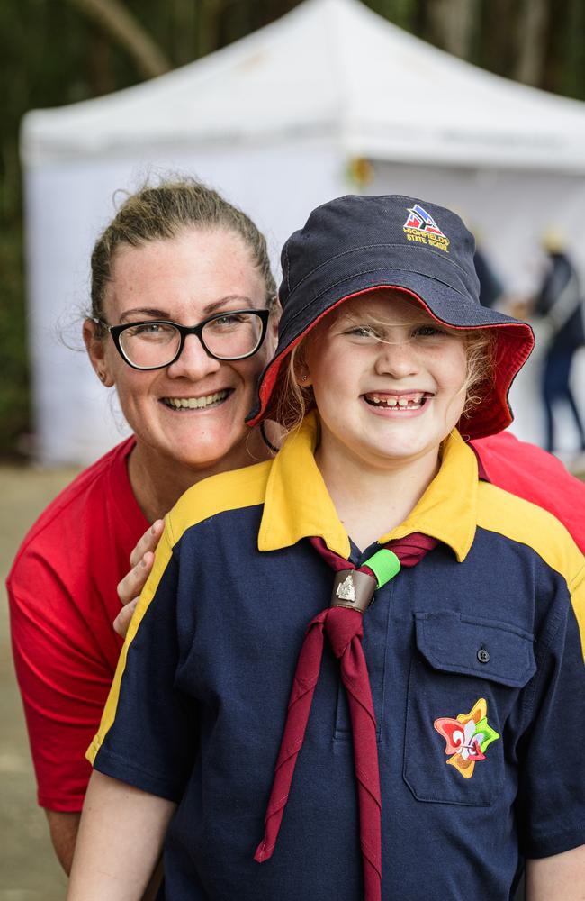 Crows Nest Scout Group cub Zoe Lanham with mum Katrina Lanham at the Hampton Festival, Saturday, May 17, 2025. Picture: Kevin Farmer