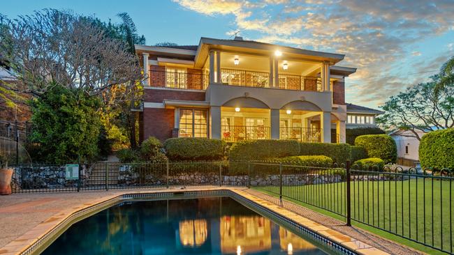 The home, on Anthony St at Ascot, has landscaped gardens and an in-ground swimming pool across four lots on 1578 sqm of land.