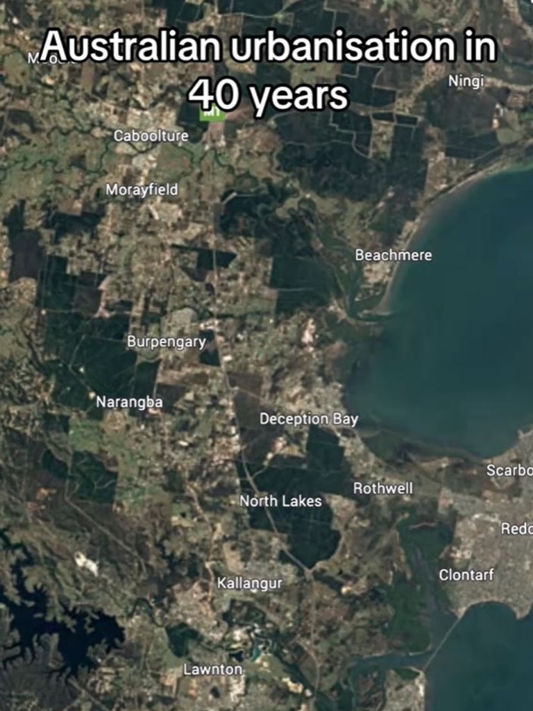 Parts of north Brisbane and Moreton Bay, four decades ago. Picture: TikTok via @jackoking_2007