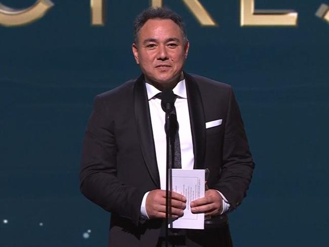 Sam Pang made a hilarious speech. Picture: Channel 9