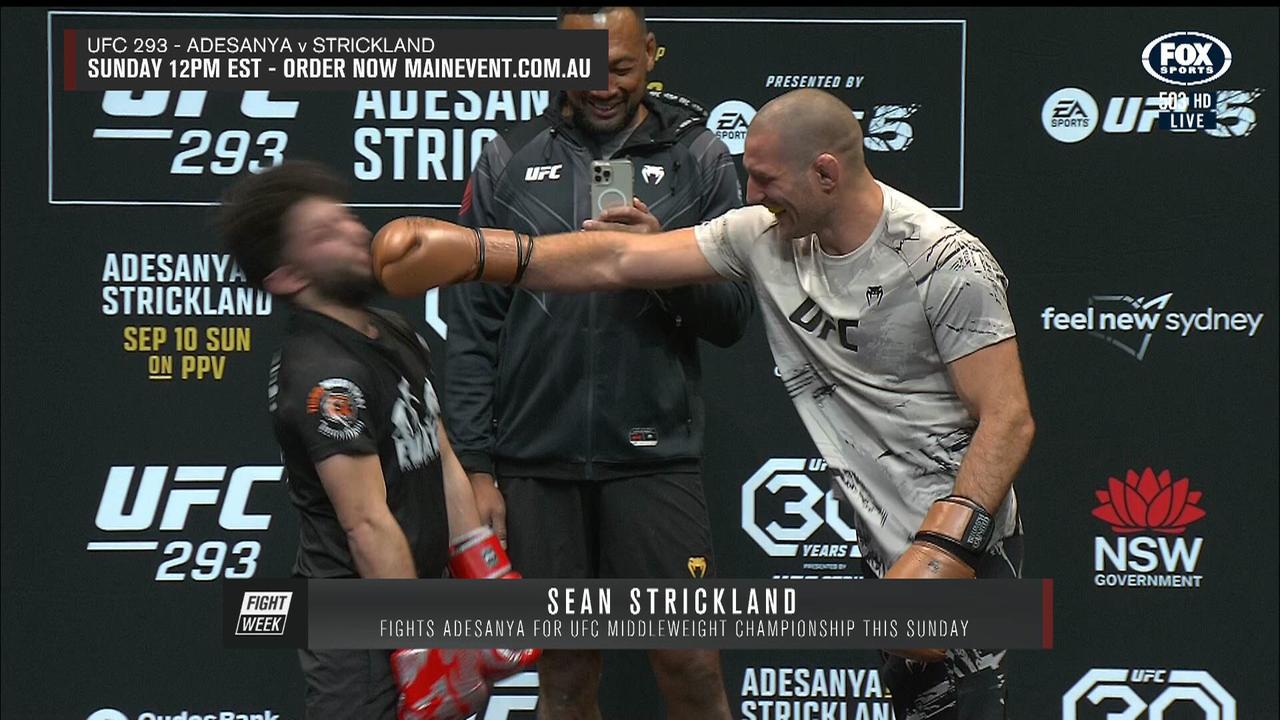 Sean Strickland punches a fan.
