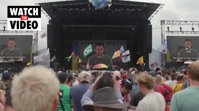 Ukraine President Zelensky encourages Glastonbury festival-goers to defend freedom