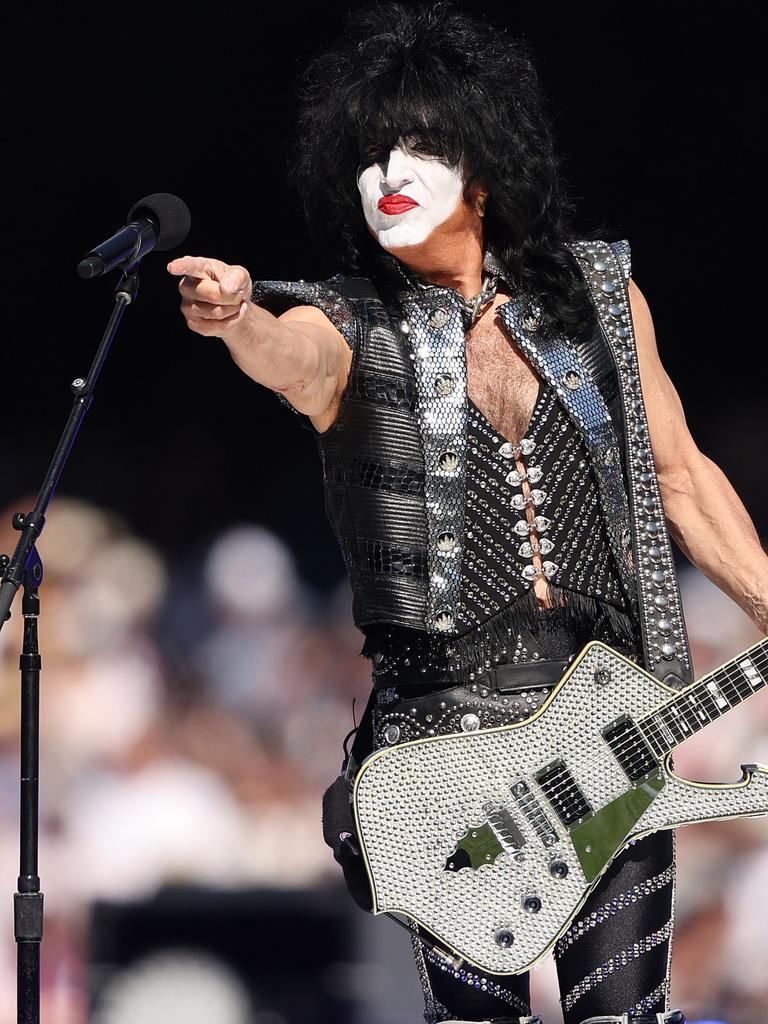 Paul Stanley of KISS performs during the 2023 AFL Grand Final. Picture: Getty Images