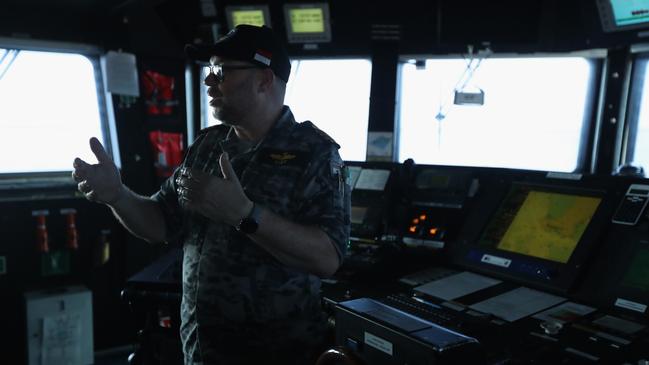 Royal Australian Navy Commander Shane Savy aboard the HMAS Adelaide in Darwin ahead of Exercise Keris Woomera on November 3. Picture: Zizi Averill