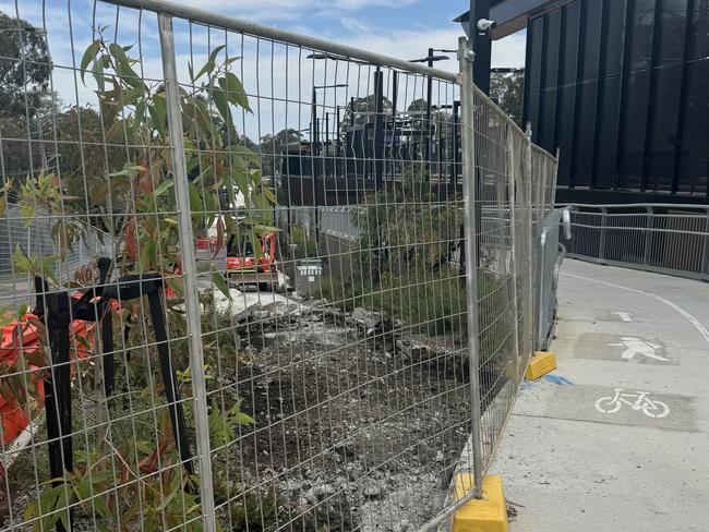 Montmorency station, where a walkway was built next to the car park on the Were St side of the station. Part of the Hurstbridge duplication project. It was built and then ripped apart Picture: Supplied