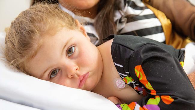 Young Bacchus Marsh girl Abby van der Spuy, 3, was rushed to hospital after her trick or treat adventure took a nasty turn. Picture: Mark Stewart