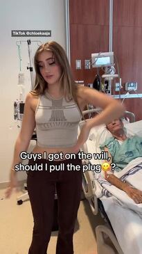 Influencer dances next to old boyfriend in hospital bed