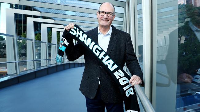 21/06/2018: David Koch, chairman of AFL football team Port Adelaide, has developed strong ties with China through the team which has now played an official competition game in Shanghai for two years in a row. Kochie is speaking out on the tensions in the Australia China business relationship and the importance of sport in helping to boost ties with China. Hollie Adams/The Australian