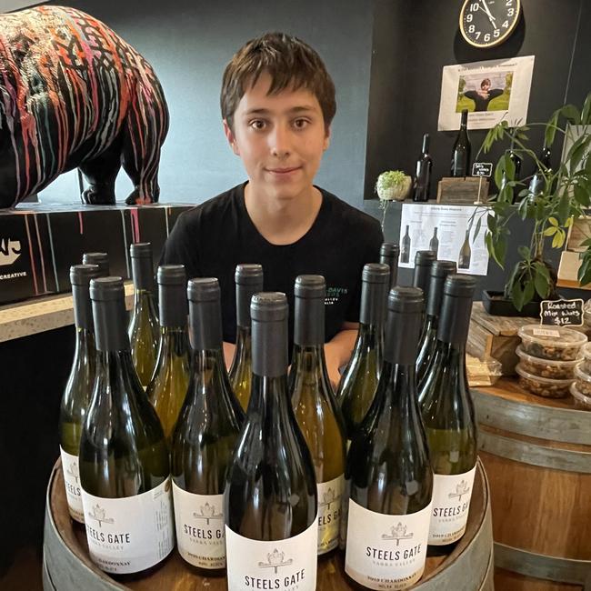 Sebastian Atkins-Davis, 14, is renowned as Victoria's youngest winemaker, putting together four stunning vintages which have received high praise from the industry. Picture: Athos Sirianos