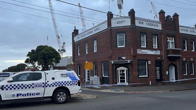 A crime scene has been established and parts of Brougham St was cordoned off while police investigate. Picture: Eddie Russell