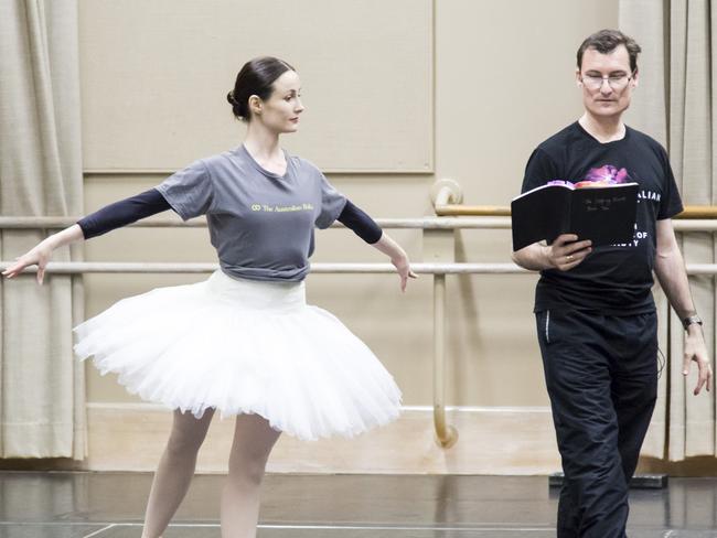 Amber Scott and David McAllister in rehearsal.