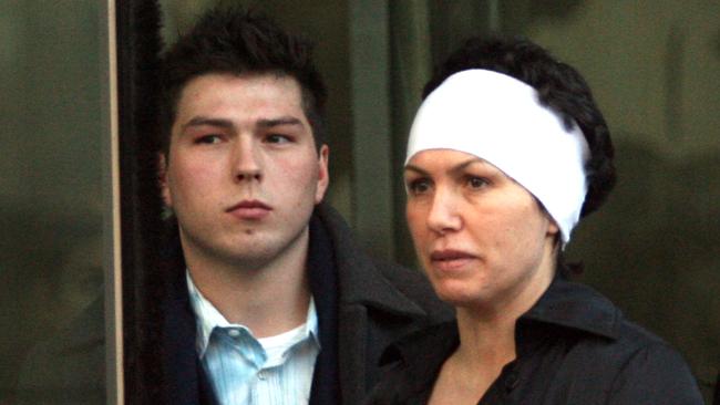 Roberta Williams and son Tye Stephens outside the County Court in 2007.