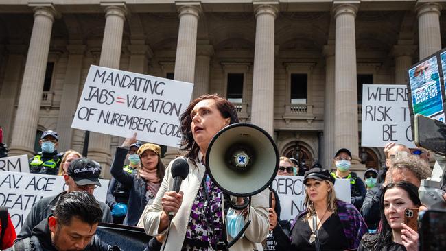 Independent MP Catherine Cumming addressed the crowd. Picture: NCA NewsWire/Sarah Matray