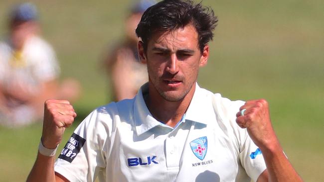 Mitchell Starc celebrates a wicket for New South Wales. Picture: AAP Images