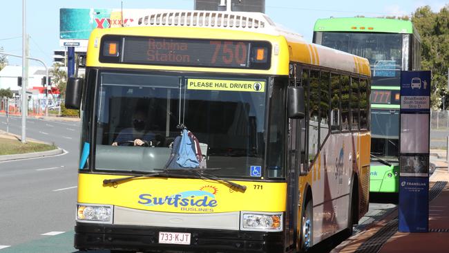 Surfside buses near Broadbeach South bus stop. Picture Glenn Hampson