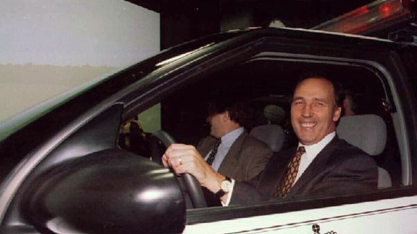 Former prime minister Paul Keating at the CeBIT technology fair in Hanover in 1995.