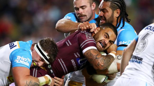 Manly started well but couldn’t maintain it. Photo by Mark Kolbe/Getty Images.